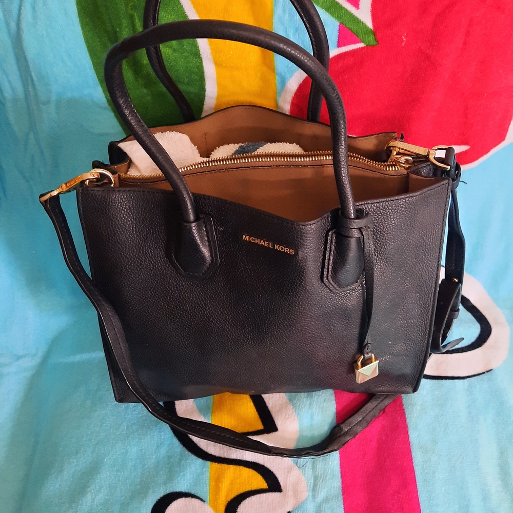 Michael Kors Black Satchel with Gold Details